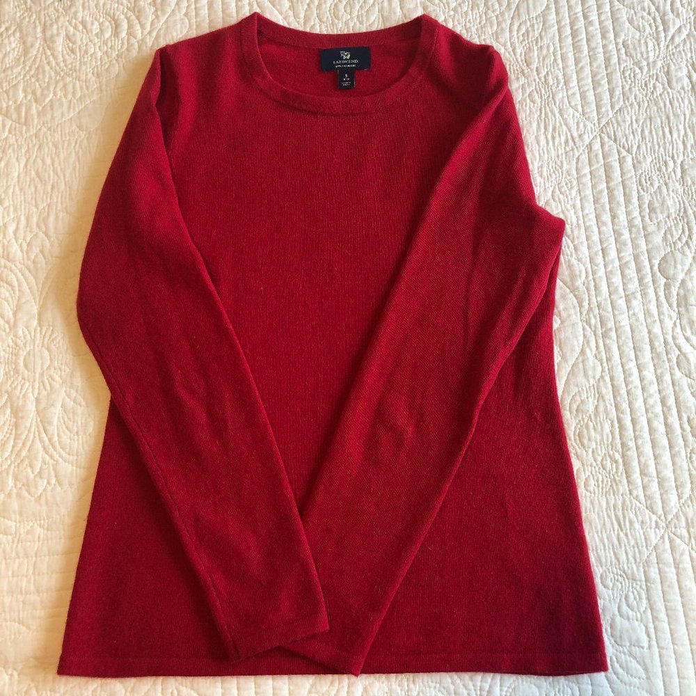 Lands end red pullover cashmere sweater small